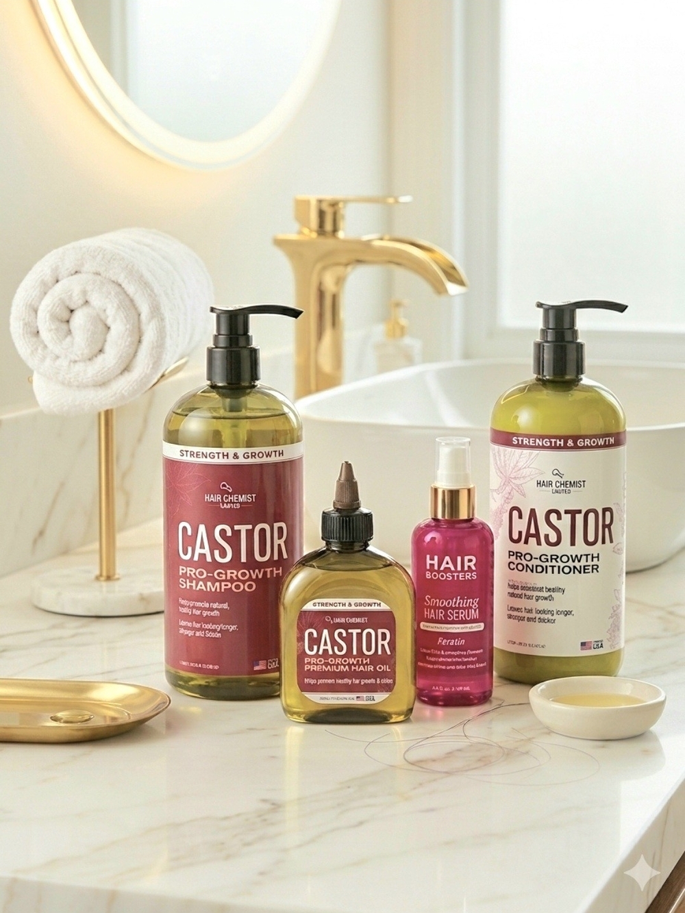 NWT Hair Chemist Castor Pro Growth Hair Care Bundle Set - MSRP $66
